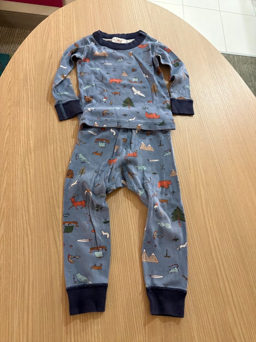Hanna Andersson Adventure Print Long Johns Pajamas 18-24 Months 80 CM Blue